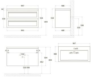 Подвесная тумба под раковину Art&Max Platino 100см капучино матовый AM-Platino-1000-2C-SO-CM